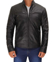 Mens Classic Black Cafe Racer Leather Jacket
