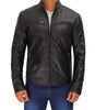 Mens Classic Black Cafe Racer Leather Jacket