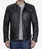 Mens Black Leather Cafe Racer Jacket