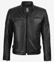 Mens Black Cafe Racer Leather Jacket