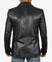 Mens Tall Two Button Black Leather Blazer