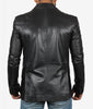 Mens Tall Two Button Black Leather Blazer
