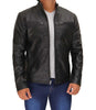 Mens Classic Black Cafe Racer Leather Jacket