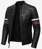 Mens Black Lambskin Leather Biker Jacket