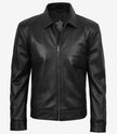 MINIMALIST: Men's Tony Black Leather Harrington Jacket