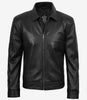 MINIMALIST: Men's Tony Black Leather Harrington Jacket