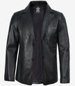 Mens Black Leather Blazer Jacket