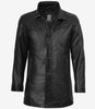 Bristol Black Mens Leather Car Coat