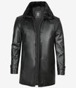 Black Shearling Three Quarter Length Coat Mens
