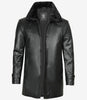 Black Shearling Three Quarter Length Coat Mens