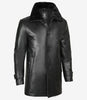 Black Shearling Three Quarter Length Coat Mens