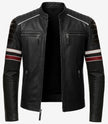 Mens Black Lambskin Leather Biker Jacket