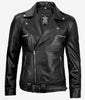 Black Asymmetrical Belted Moto Leather Jacket
