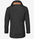 Mens Black Quilted Coat With Brown Detailing