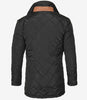 Mens Black Quilted Coat With Brown Detailing