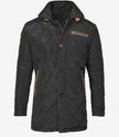 Mens Black Quilted Coat With Brown Detailing
