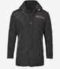 Mens Black Quilted Coat With Brown Detailing