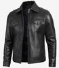 Mens Black Leather Trucker Jacket
