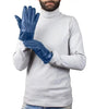 Mens Real Leather Blue Gloves
