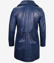 Mens Real Leather Blue Car Coat