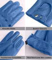 Mens Real Leather Blue Driving Gloves