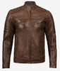 Mens Coffee Brown Cafe Racer Leather Jacket
