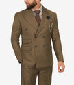 Mens Wide Peak Lapel Double Breasted Brown Suit