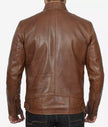 Mens Chocolate Brown Cafe Racer Motorcycle Leather Jacket