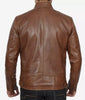 Mens Chocolate Brown Cafe Racer Motorcycle Leather Jacket