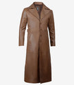 Jackson Mens Brown Trench Full Length Leather Coat