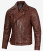 Frisco Quilted Sleeves Asymmetrical Rustic Oxblood Brando Motorcycle Leather Jacket