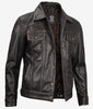Mens Dark Brown Leather Trucker Jacket