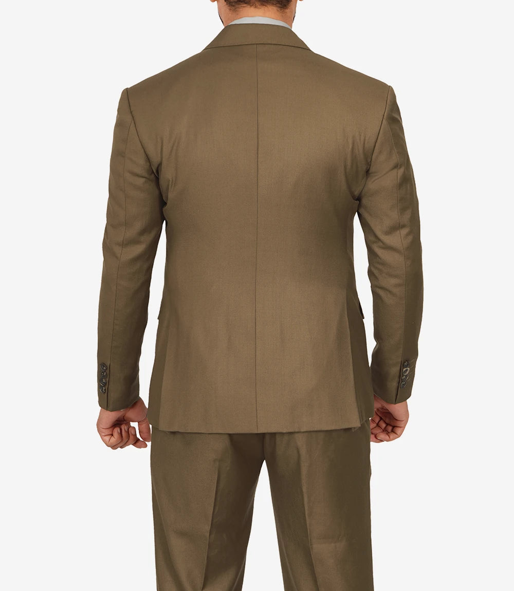 Mens Wide Peak Lapel Double Breasted Brown Suit