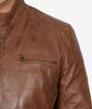 Mens Chocolate Brown Cafe Racer Motorcycle Leather Jacket