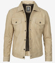 Mens Camel Suede Trucker Jacket