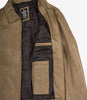 Mens Shirt Collar Yellow Waxed Leather Jacket 