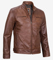 Mens Brown Leather Motorcycle Jacket