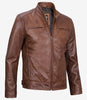 Mens Brown Leather Motorcycle Jacket