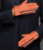 Mens Cognac Perforated Leather Gloves