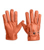Mens Cognac Lined Real Leather Gloves
