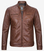 Mens Brown Leather Motorcycle Jacket