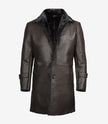 Mens Shearling Lined 3 4 Length Dark Brown Leather Coat