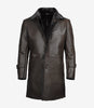 Mens Shearling Lined 3 4 Length Dark Brown Leather Coat