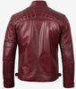 Mens Tall Real Leather Maroon Cafe Racer Jacket
