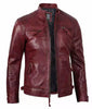 Massachusetts Maroon Leather Jacket For Men