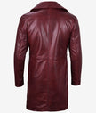 Mens Real Leather Maroon Car Coat