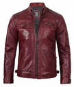 Massachusetts Maroon Leather Jacket For Men