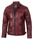 Massachusetts Maroon Leather Jacket For Men