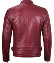 Mens Maroon Waxed Cafe Racer Leather Jacket