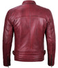 Mens Maroon Waxed Cafe Racer Leather Jacket